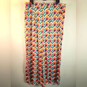Boohoo Pink and Orange Pleated Wide Leg Resort Pants